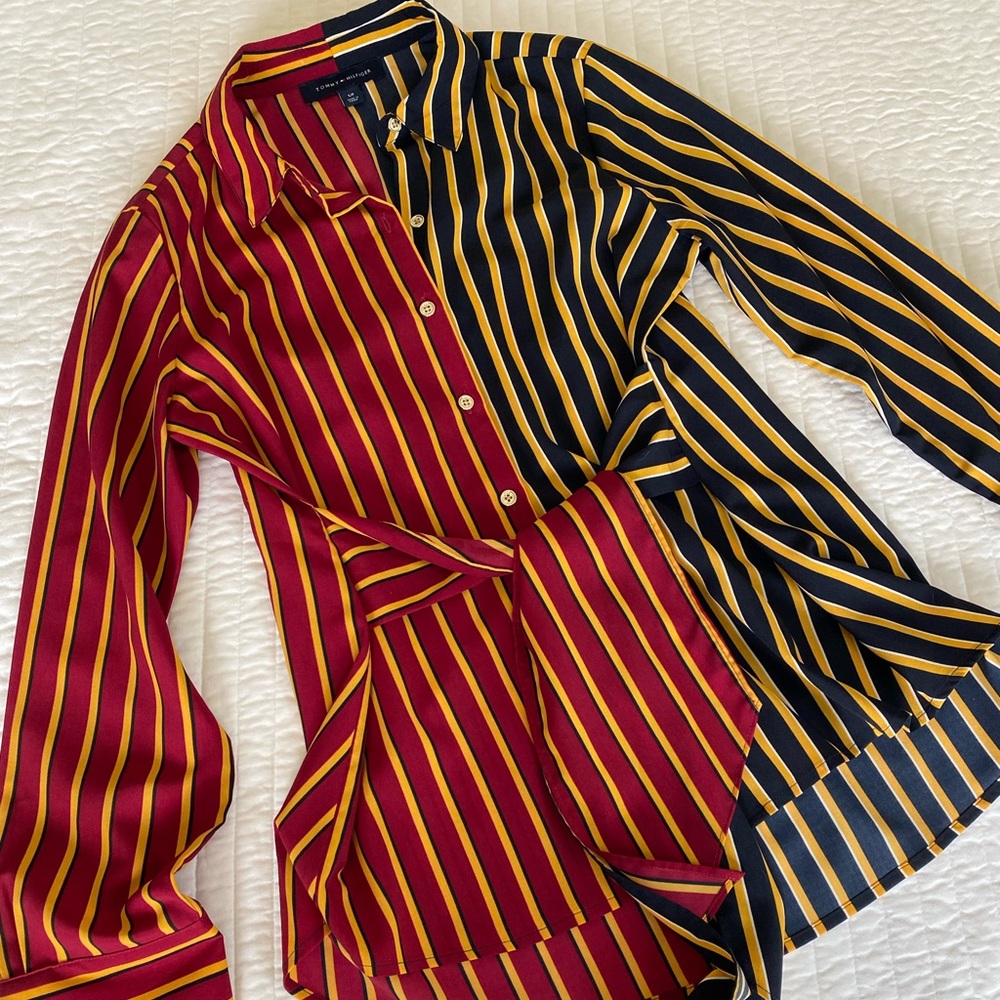 Tommy Hilfiger Striped Button Tie-Front Shirt